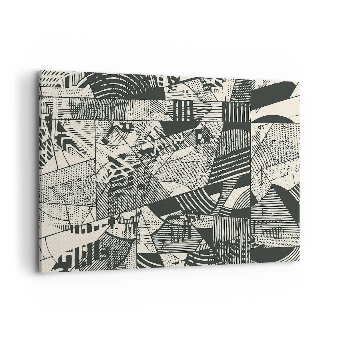 Bild auf Leinwand - Leinwandbild - Geometrische abstrakte Muster in Grüntönen auf hellem Hintergrund - 100x70cm - Die Dynamik der Gegenwart - Moderne Wanddekoration für Wohnzimmer und Schlafzimmer ARTTOR