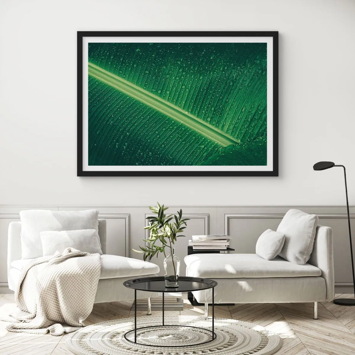 Poster in einem schwarzem Rahmen - Die Struktur des Grüns - 40x30 cm