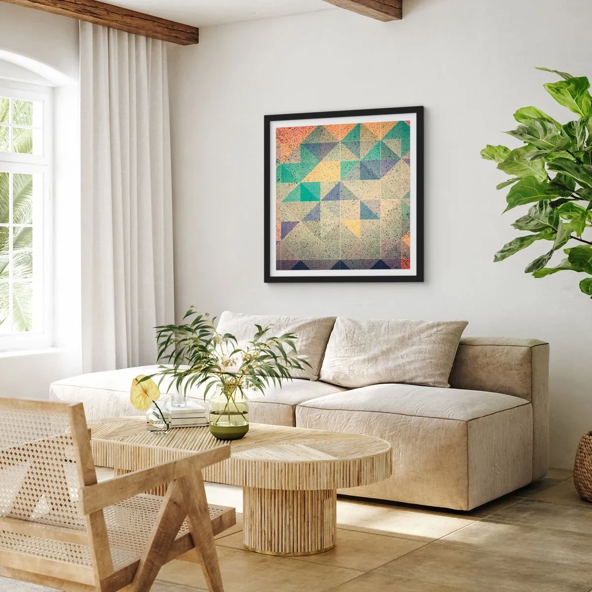 Poster in einem schwarzem Rahmen - Republik der Dreiecke - 40x40 cm