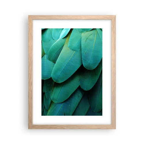 Poster in einem Rahmen aus heller Eiche - Papageienartige Präzision - 30x40 cm
