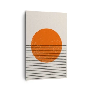 Bild auf Leinwand - Leinwandbild - Minimalistische Sonne mit geometrischen Linien - 80x120cm - Immer die Sonne - Moderne Wanddekoration für Wohnzimmer und Schlafzimmer ARTTOR