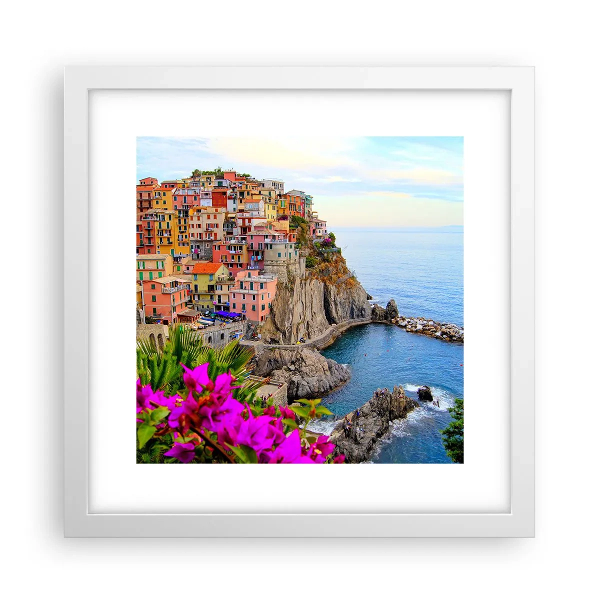 Poster in einem weißen Rahmen - Lachende Stadt - 30x30 cm