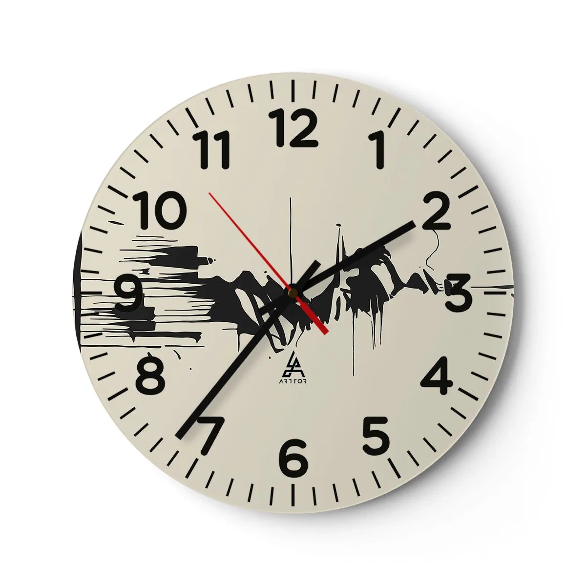 Wanduhr - Glasuhr - Hastige Abstraktion - 30x30 cm