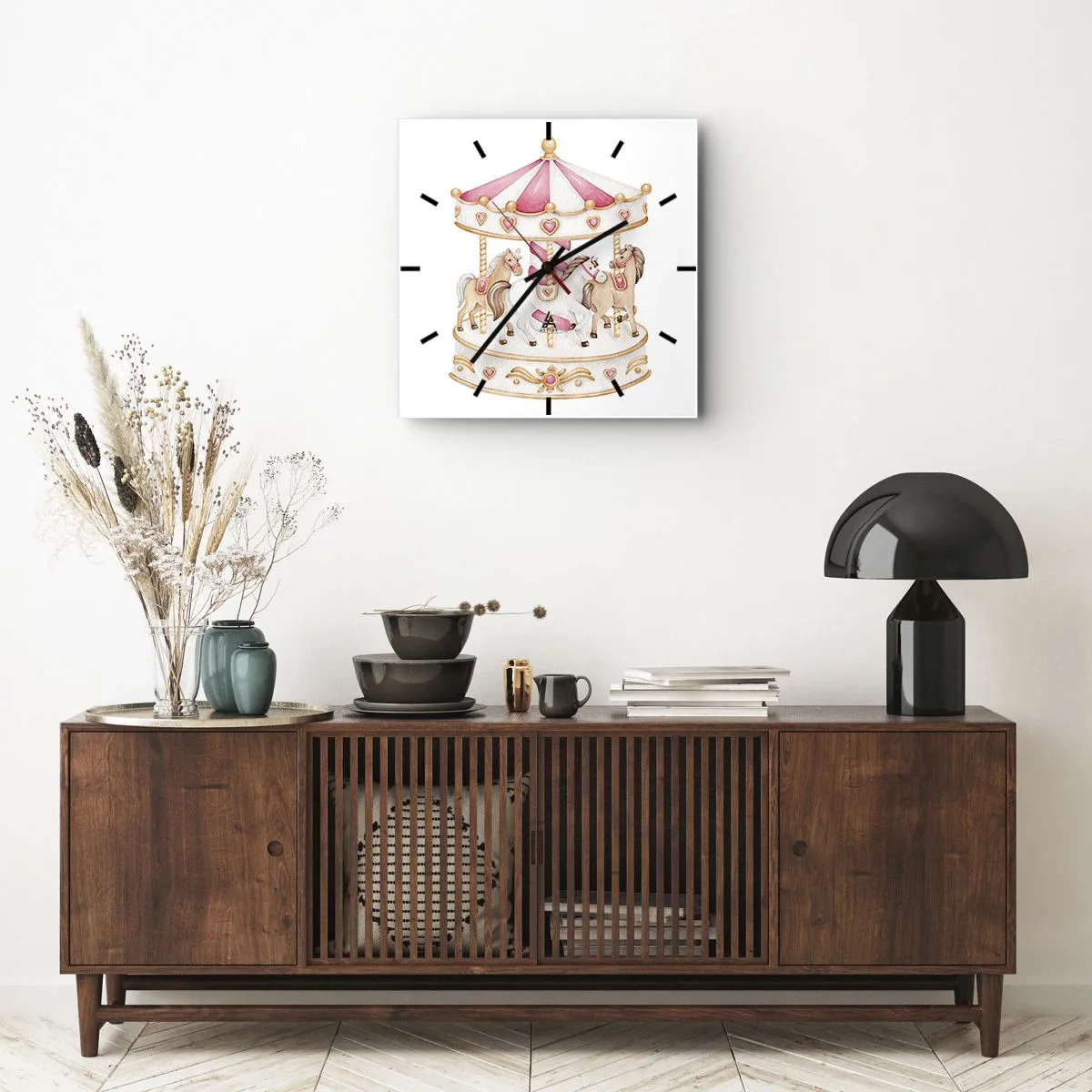 Wanduhr - Glasuhr - Süße Welt der Kindheit - 40x40 cm