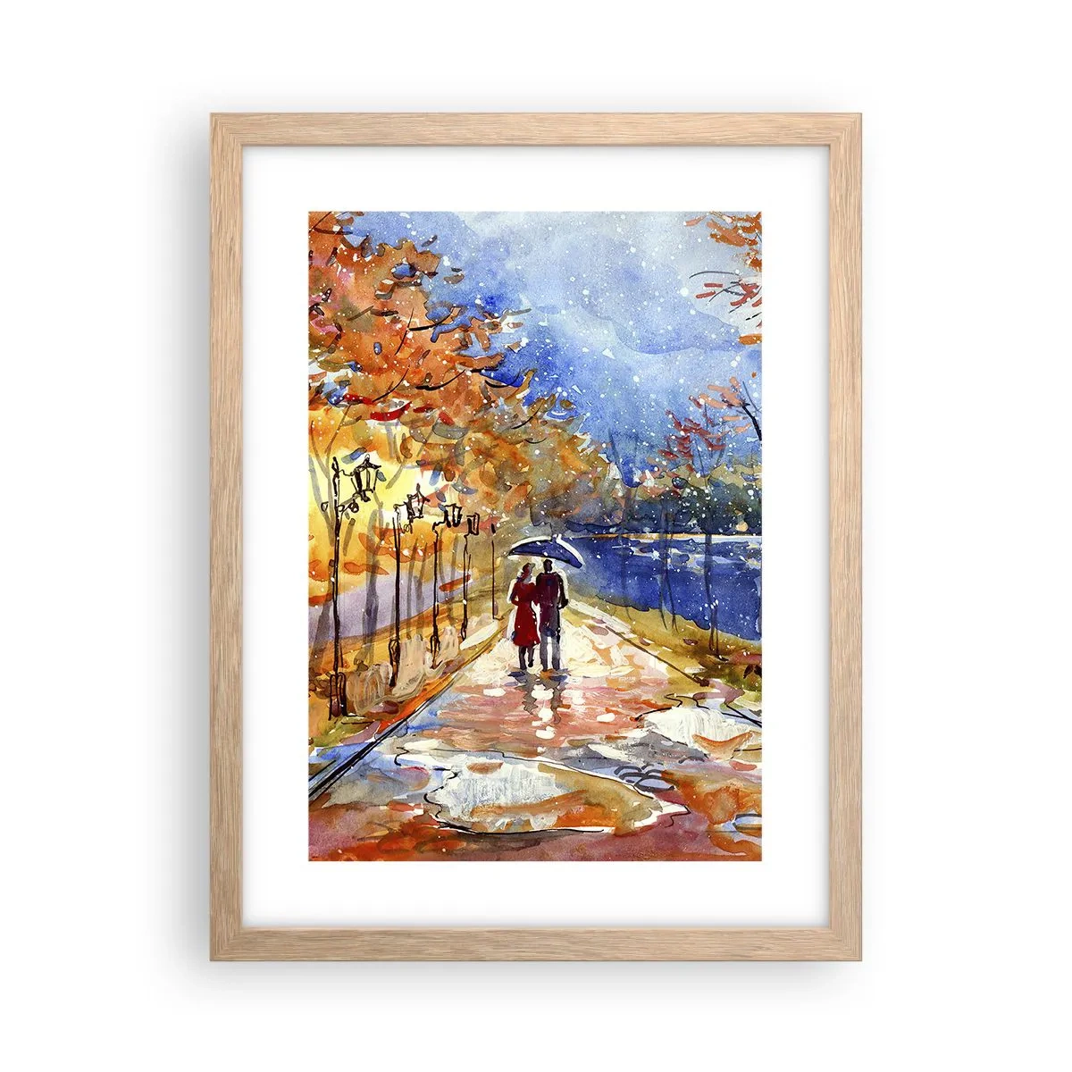 Poster in einem Rahmen aus heller Eiche - Gemeinsam bis an die Grenze der Zeit - 30x40 cm