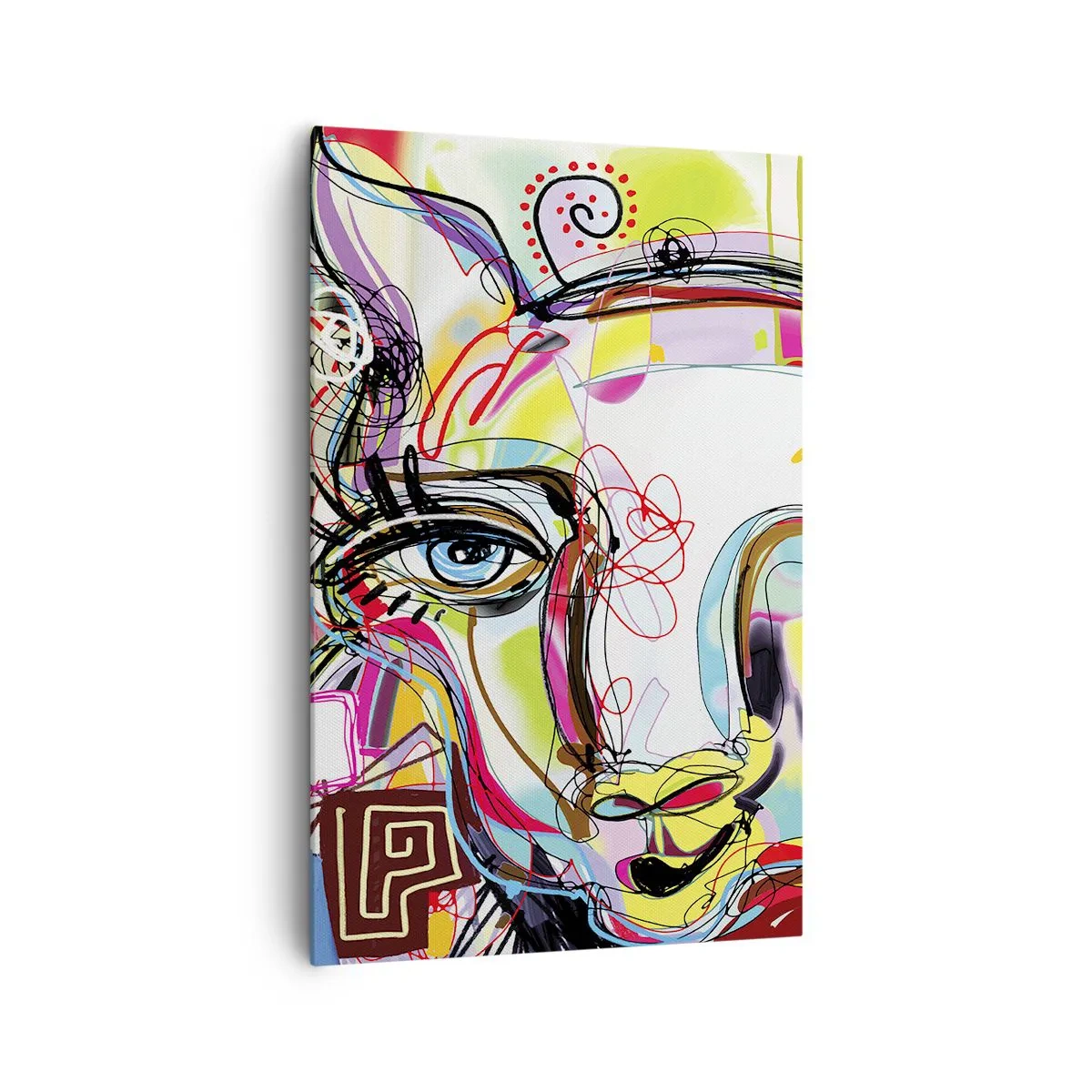 Bild auf Leinwand - Leinwandbild - Farbenfrohes Porträt im abstrakten künstlerischen Stil - 80x120cm - Der Reichtum des Abiturs der Katze - Moderne Wanddekoration für Wohnzimmer und Schlafzimmer ARTTOR