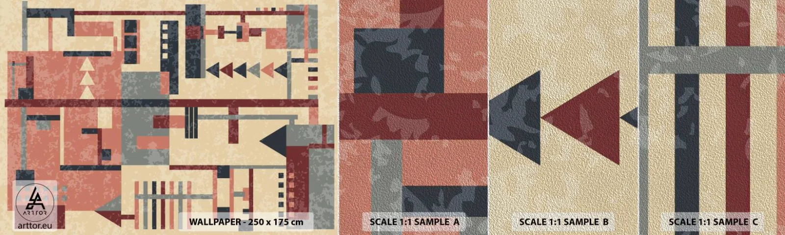 Fototapeten Muster Premium Sand - Eine Kombination aus Vertikalen und Ebenen - Abstraktion, Stück, Modernes Muster - 100x30 cm