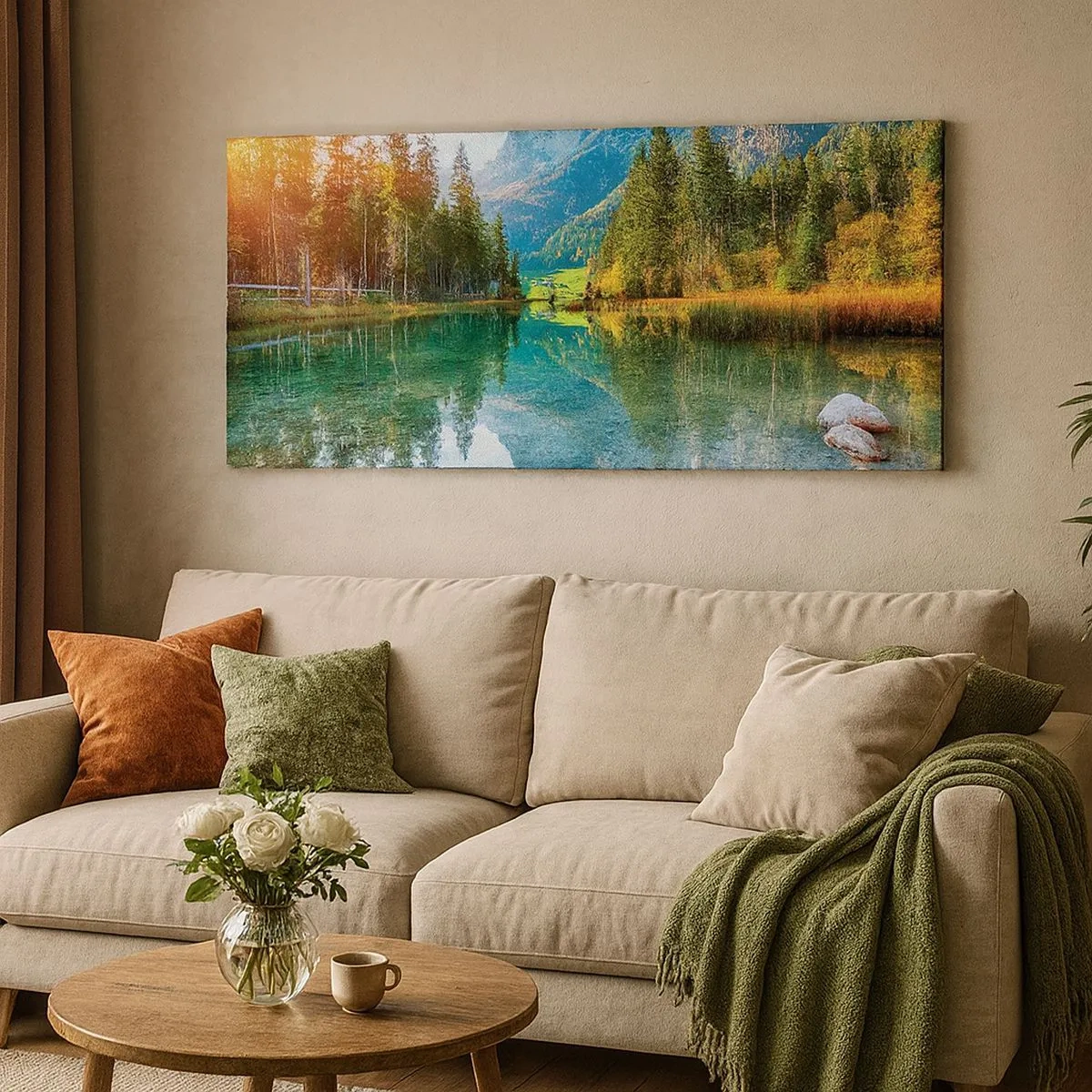 Bild auf Leinwand - Leinwandbild - Die Sanftheit des Herbstes - 100x40 cm