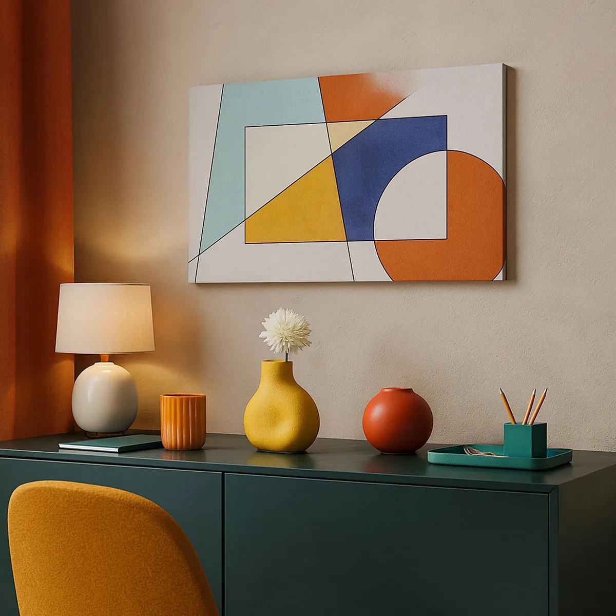 Bild auf Leinwand - Leinwandbild - Abstraktion: modernistisches Spiel - 100x40 cm