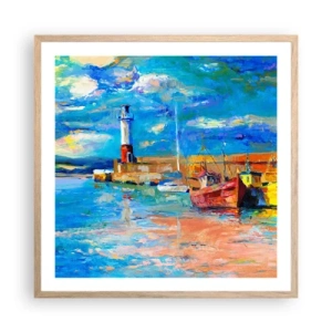 Poster in einem Rahmen aus heller Eiche - Ein Nachmittag in der Regenbogenbucht - 60x60 cm