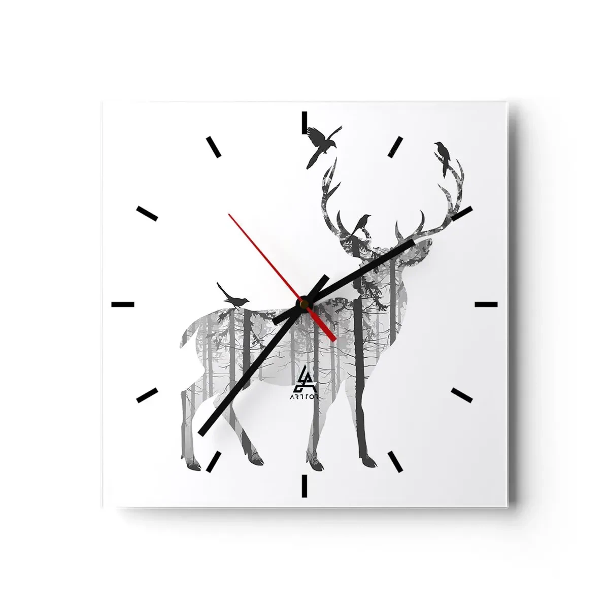 Wanduhr - Glasuhr - Guter Waldgeist - 40x40 cm