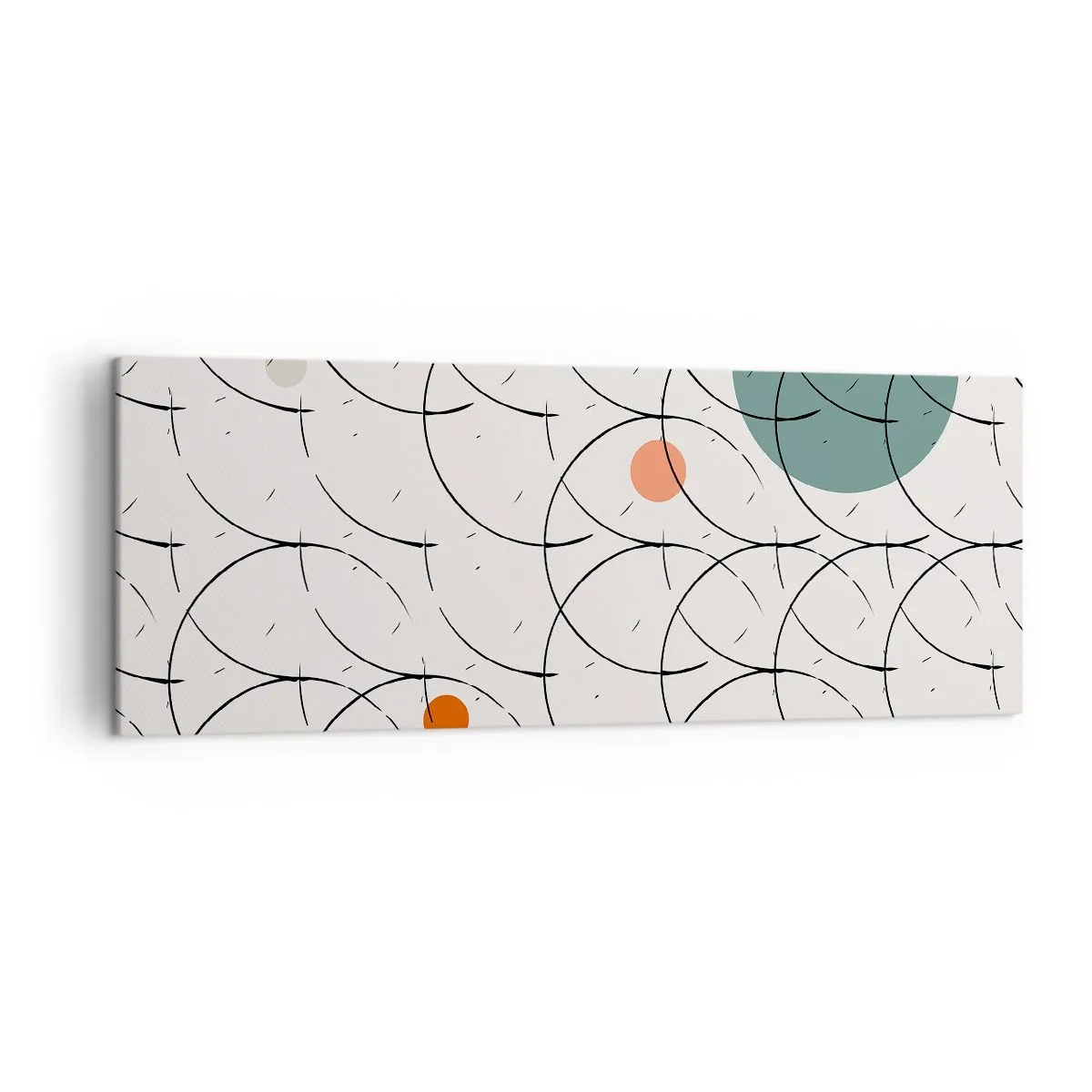 Bild auf Leinwand - Leinwandbild - Geometrisches Muster mit bunten Kreisen auf hellem Hintergrund - 140x50cm - Im Pop-Art-Geist - Moderne Wanddekoration für Wohnzimmer und Schlafzimmer ARTTOR