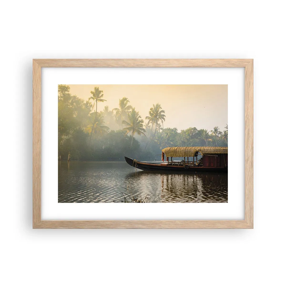 Poster in einem Rahmen aus heller Eiche - Haus am Fluss - 40x30 cm