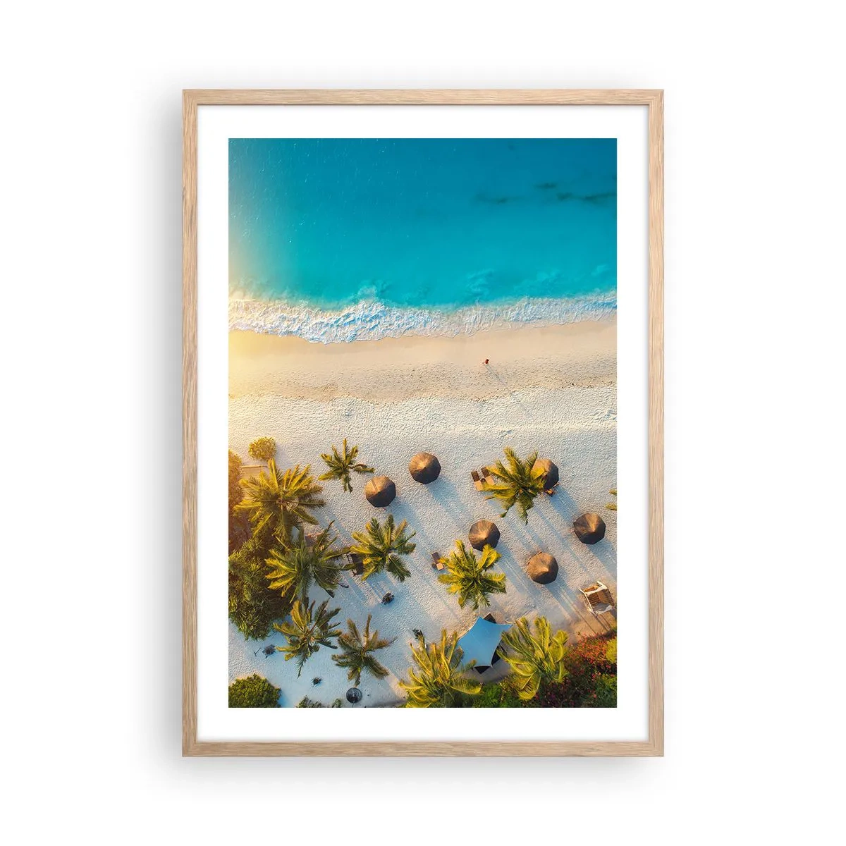 Poster in einem Rahmen aus heller Eiche - Willkommen im Paradies - 50x70 cm