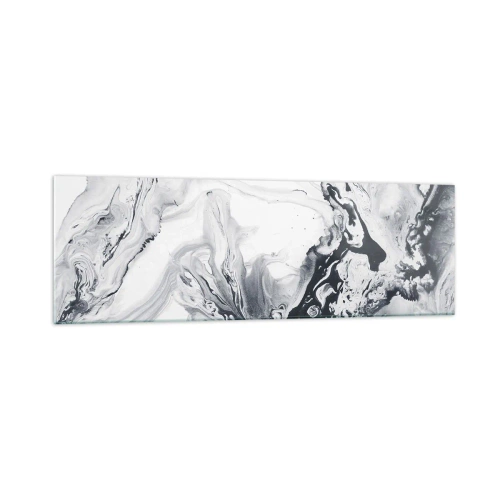 Glasbild - Bild auf glas - Monochromes abstraktes Muster mit Marmoreffekt - 160x50cm - Das Innere der Erde - Moderne Wanddekoration für Wohnzimmer und Schlafzimmer ARTTOR