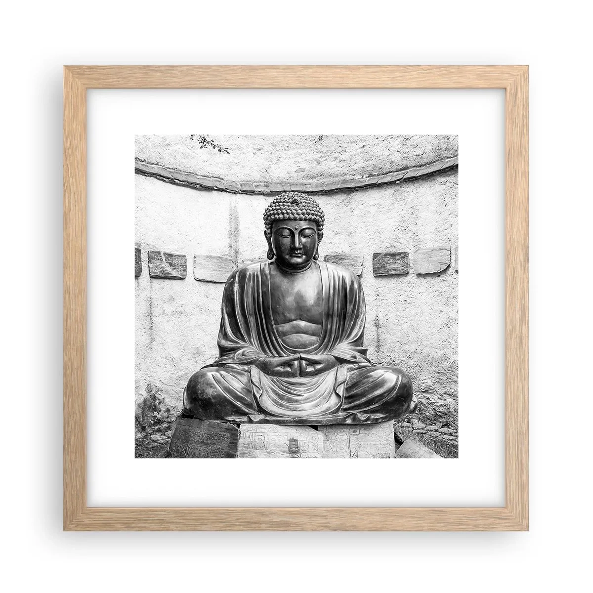 Poster in einem Rahmen aus heller Eiche - An der Quelle des Friedens - 30x30 cm