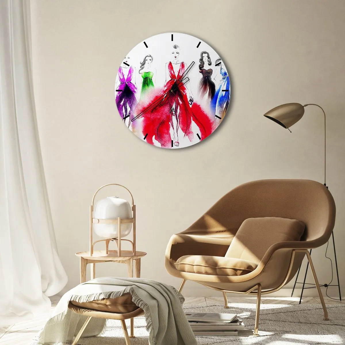 Wanduhr - Glasuhr - Stimmungen für Kostüme - 40x40 cm