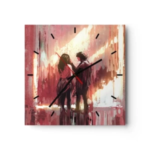 Wanduhr - Glasuhr - Das ewige Schauspiel der Liebe - 40x40 cm