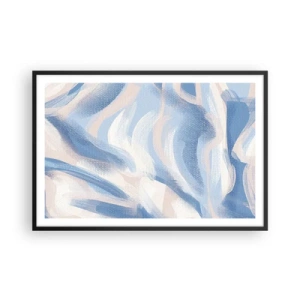 Poster in einem schwarzem Rahmen - Blaue Wellen - 91x61 cm