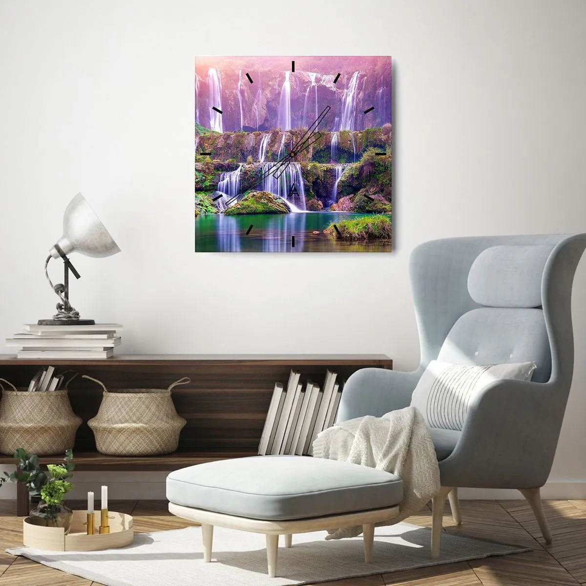 Wanduhr - Glasuhr - Treppe zum Himmel - 30x30 cm