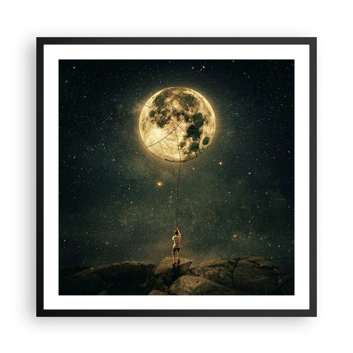 Poster in einem schwarzem Rahmen - Der Mann, der den Mond gestohlen hat - 60x60 cm