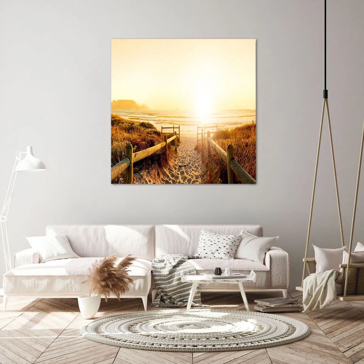 Bild auf Leinwand - Leinwandbild - Über die Düne, der Sonne entgegen - 30x30 cm