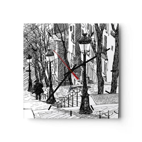 Wanduhr - Glasuhr - Liebesgeschichte oder Horrorgeschichte? - 40x40 cm