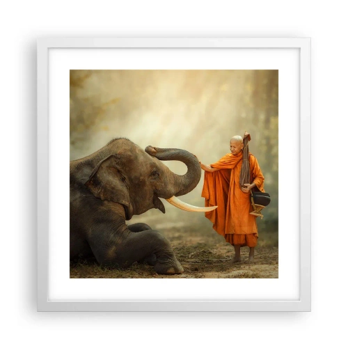 Poster in einem weißen Rahmen - Treffen unterwegs - 40x40 cm