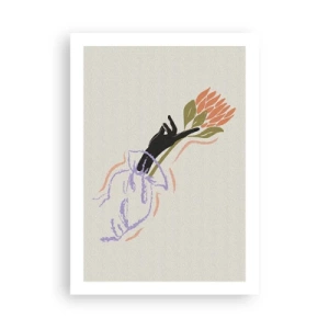 Poster - Abstrakte Zeichnung einer Hand, die einen Blumenstrauß hält - 50x70cm - Schwesterliche Berührung - Moderne Wanddekoration für Wohnzimmer und Schlafzimmer ARTTOR