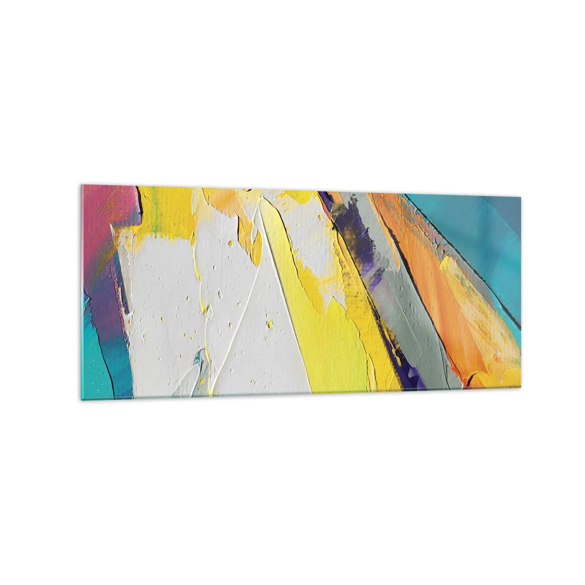 Glasbild - Bild auf glas - Eine abstrakte Komposition in intensiven Farben - 120x50cm - Die Anatomie des Lichts - Moderne Wanddekoration für Wohnzimmer und Schlafzimmer ARTTOR