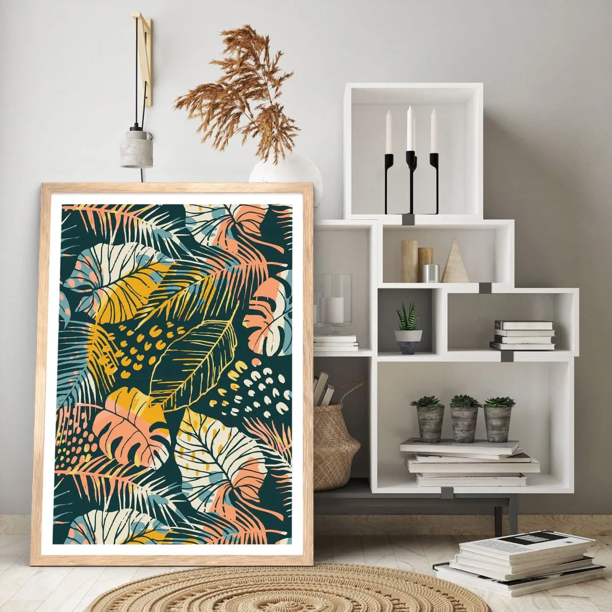 Poster in einem Rahmen aus heller Eiche - Grüne Fantasie - 50x70 cm