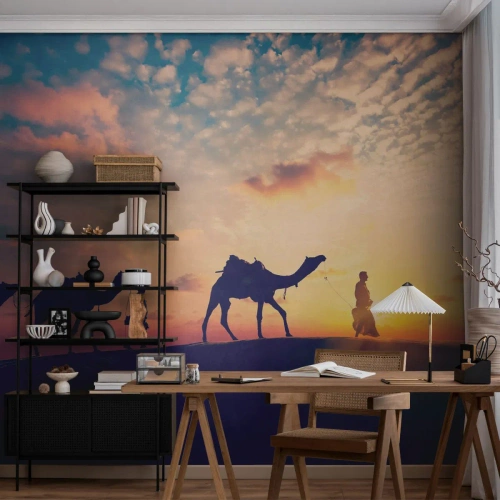 Fototapete Premium Canvas - Der geheimnisvolle Geist des Orients - Landschaft, Wüste, Kamel - 400x280 cm