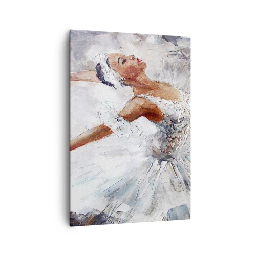 Bild auf Leinwand - Leinwandbild - Eine Ballerina in einem weißen Kleid tanzt - 70x100cm - Zart und leicht wie Tüll - Moderne Wanddekoration für Wohnzimmer und Schlafzimmer ARTTOR