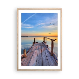 Poster in einem Rahmen aus heller Eiche - Lauf direkt der Sonne entgegen - 50x70 cm