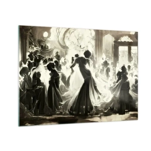Glasbild - Bild auf glas - Eine Ballsaalszene im Retro-Stil mit tanzenden Figuren - 70x50cm - Die große Maskerade - Moderne Wanddekoration für Wohnzimmer und Schlafzimmer ARTTOR