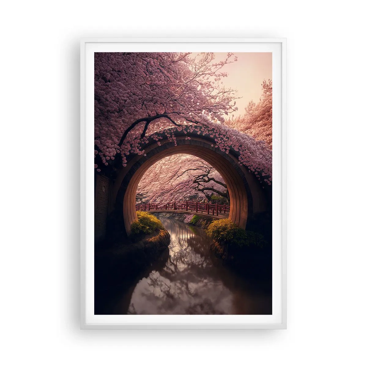 Poster in einem weißen Rahmen - Japanischer Frühling - 70x100 cm