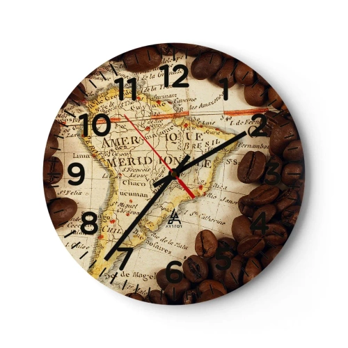 Wanduhr - Glasuhr - Woher kommt der beste Kaffee? - 30x30 cm