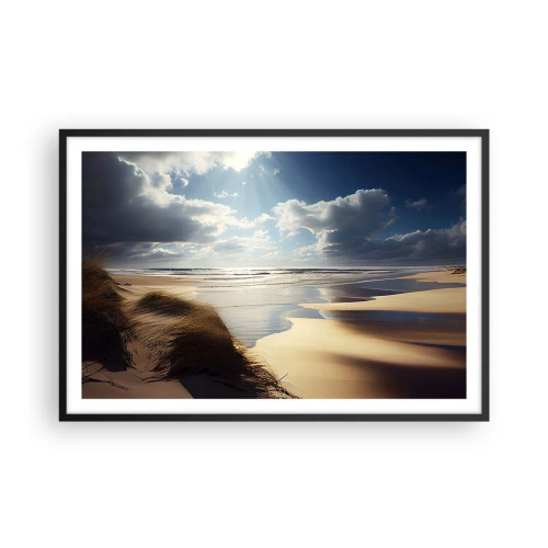 Poster in einem schwarzem Rahmen - Strand, wilder Strand - 91x61 cm
