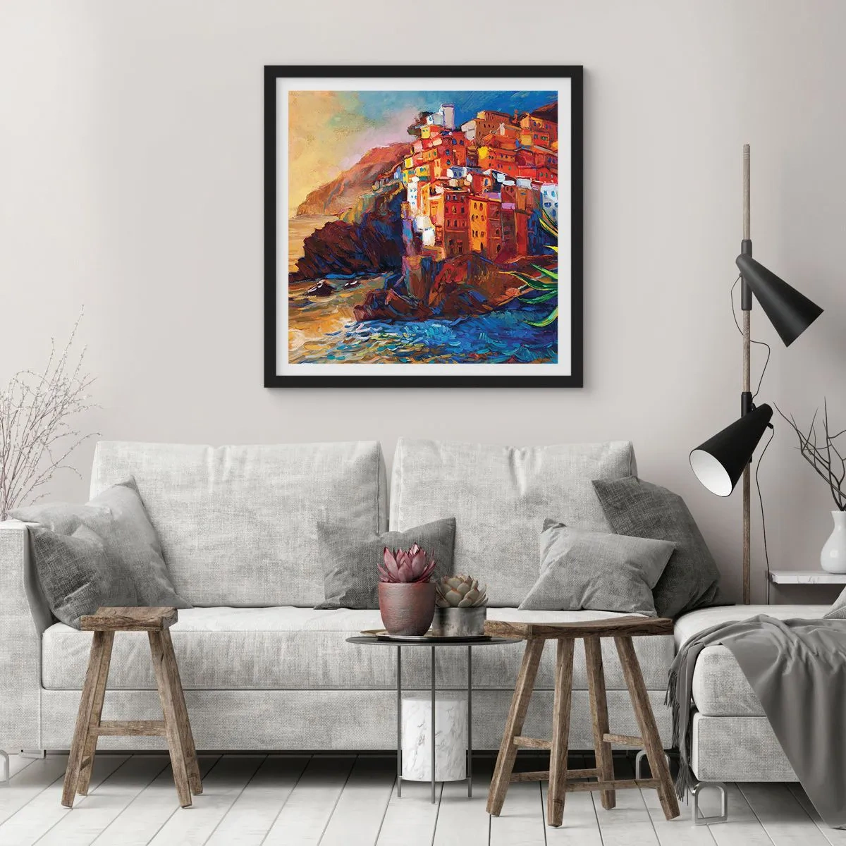 Poster in einem schwarzem Rahmen - Italienische Atmosphäre - 60x60 cm