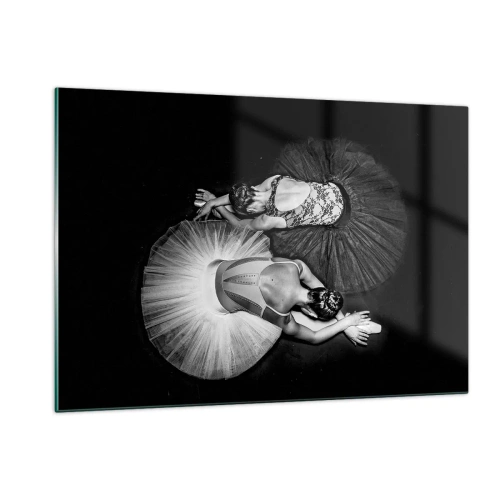 Glasbild - Bild auf glas - Zwei Ballerinas in einer Ruhepose mit schwarz-weißen Tutus - 120x80cm - Jin und Jang – perfekte Balance - Moderne Wanddekoration für Wohnzimmer und Schlafzimmer ARTTOR