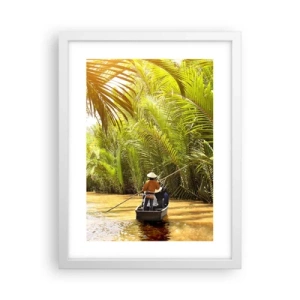 Poster in einem weißen Rahmen - Eine Palmenschlucht entlang - 30x40 cm