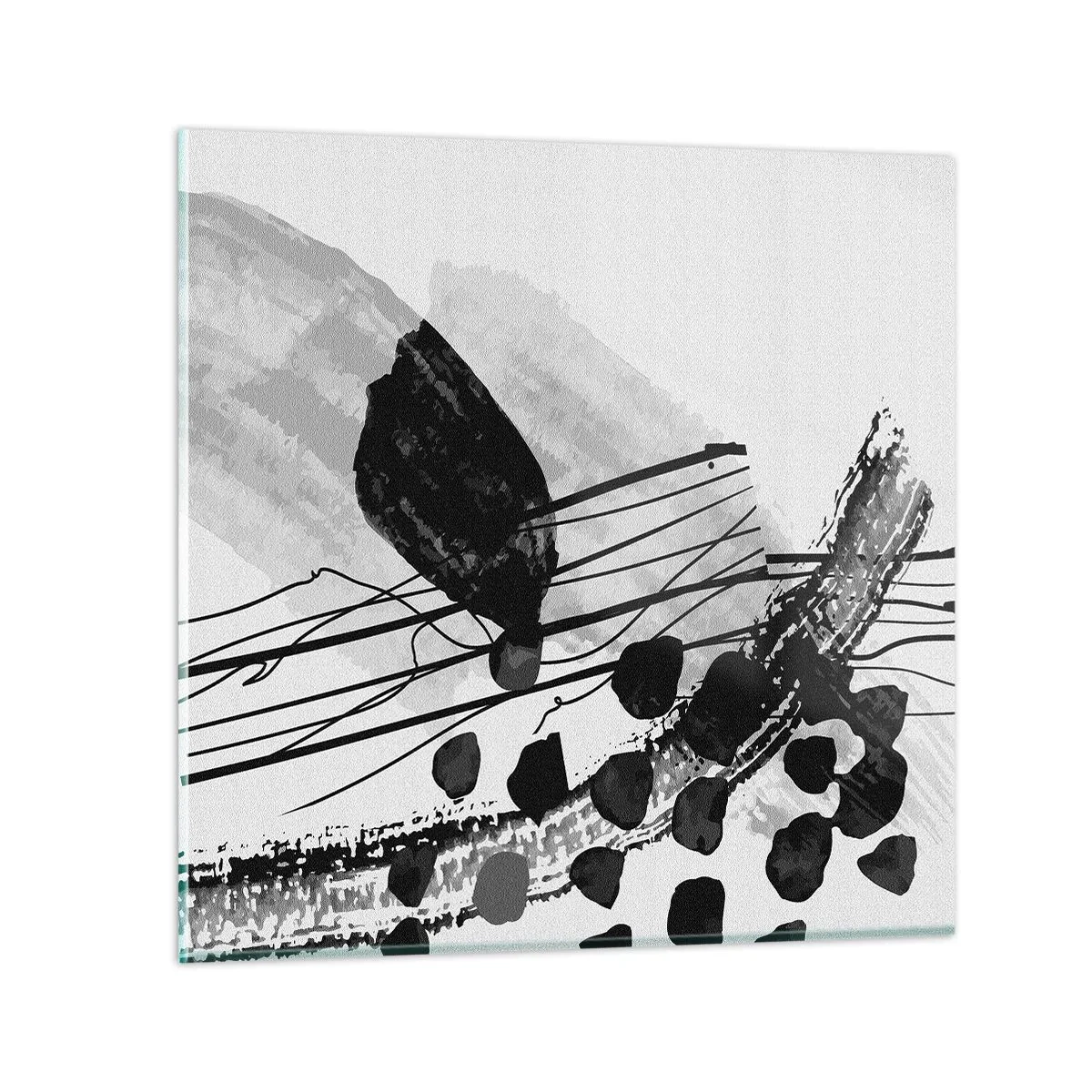 Glasbild - Bild auf glas - Organische Schwarz-Weiß-Abstraktion - 30x30 cm