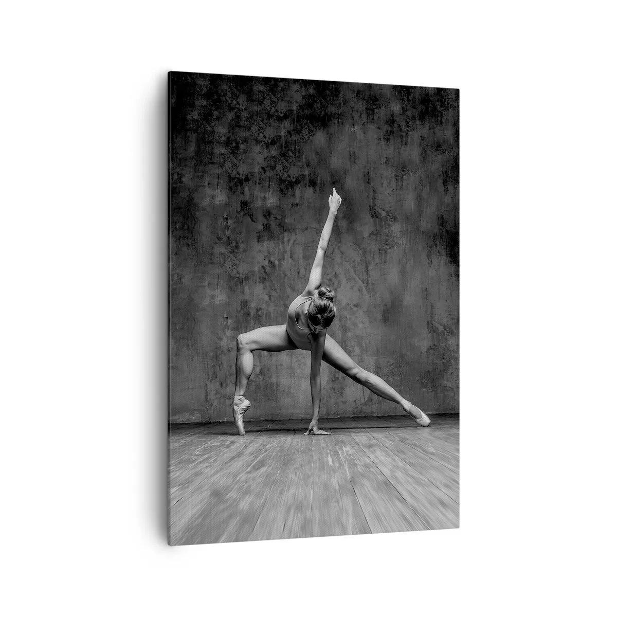 Bild auf Leinwand - Leinwandbild - Eine Tänzerin in künstlerischer Pose vor einer rohen Wand - 70x100cm - Das Ideal des Gleichgewichts - Moderne Wanddekoration für Wohnzimmer und Schlafzimmer ARTTOR