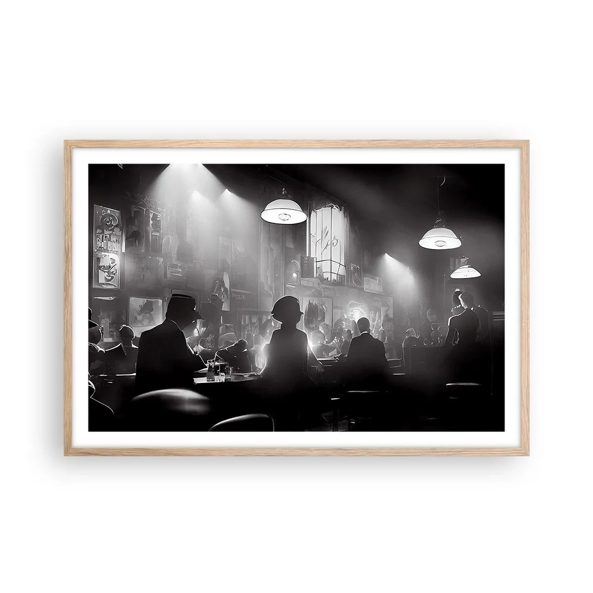 Poster in einem Rahmen aus heller Eiche - In Jazz-Atmosphäre - 91x61 cm