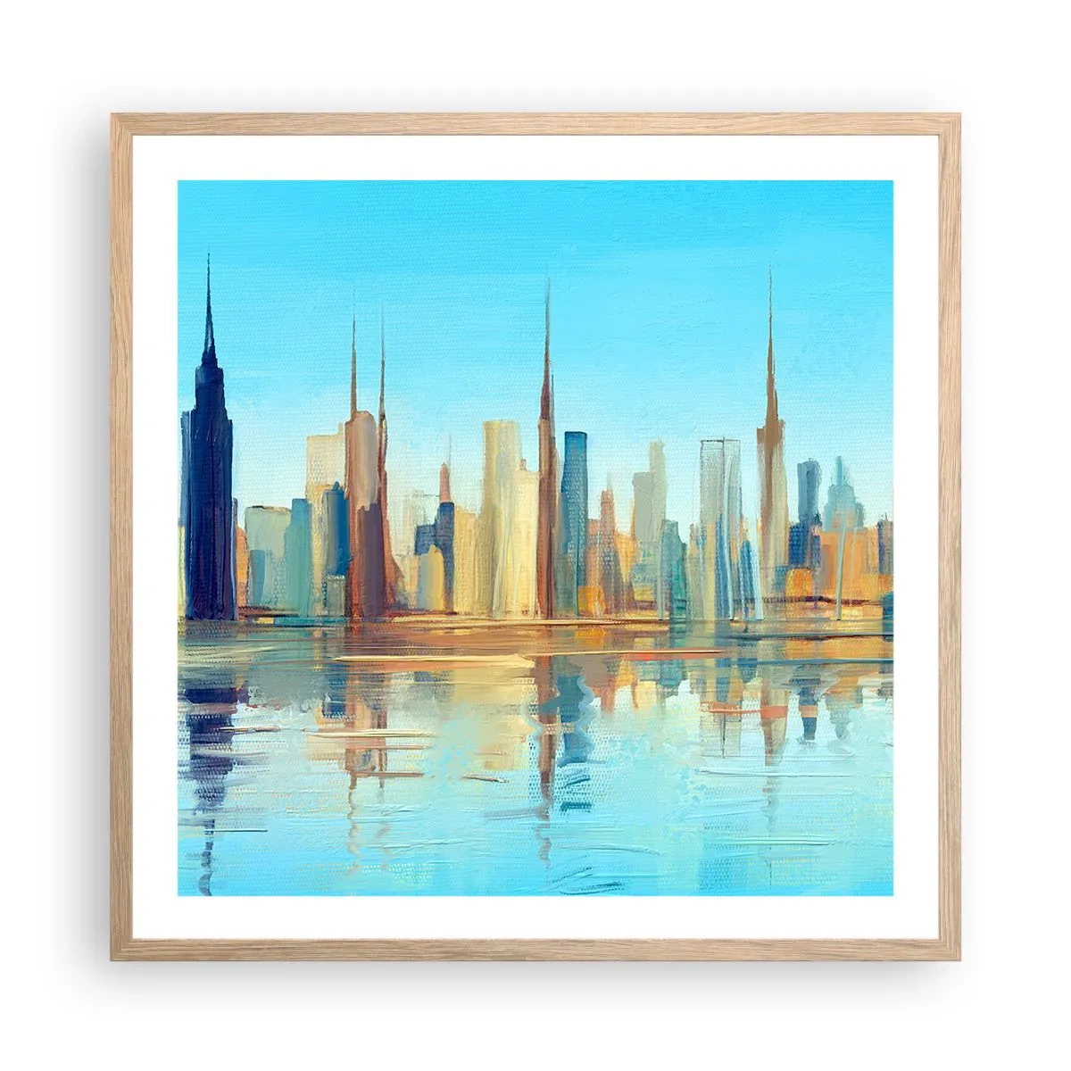 Poster in einem Rahmen aus heller Eiche - Sonnige Metropole - 60x60 cm