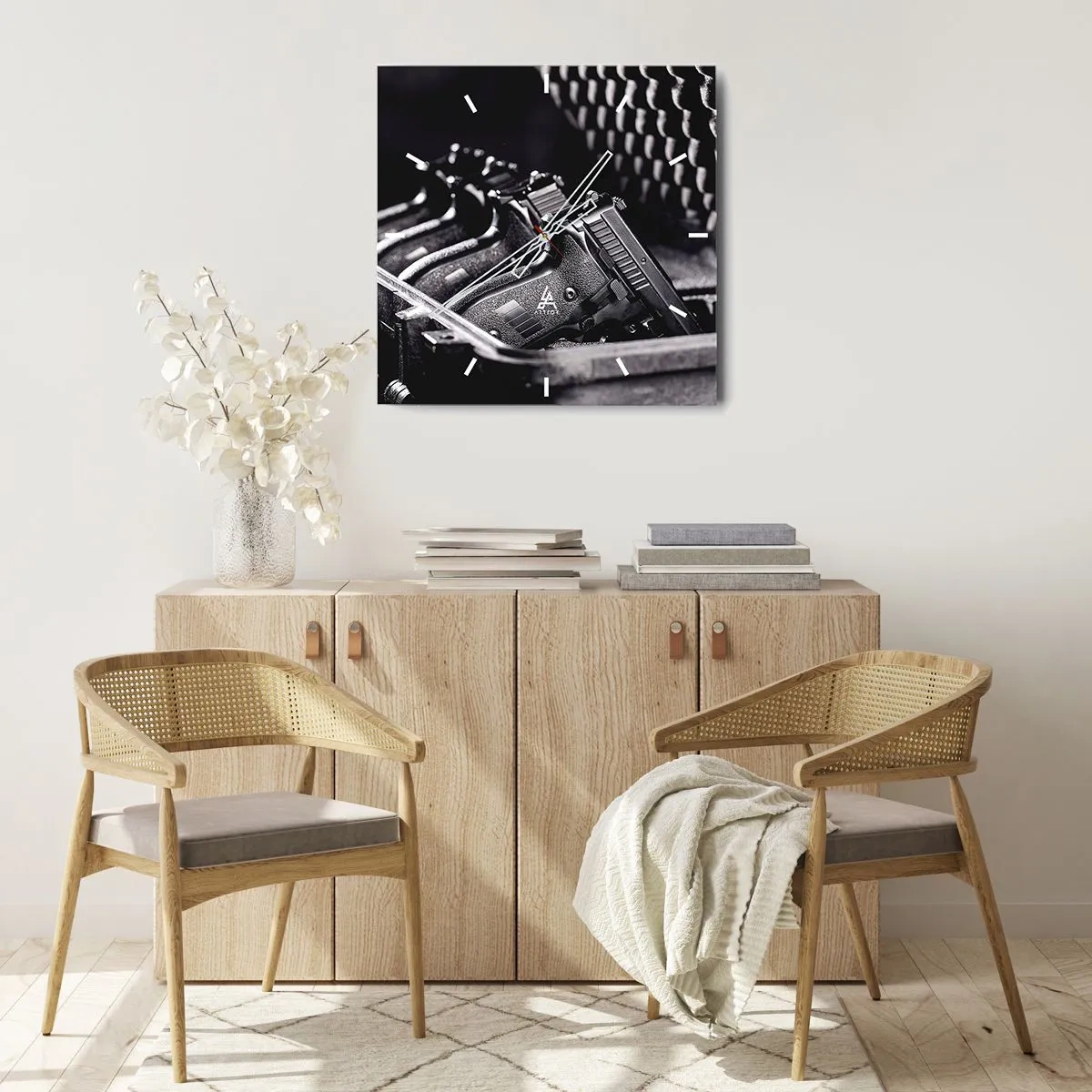 Wanduhr - Glasuhr - Männersport - 40x40 cm