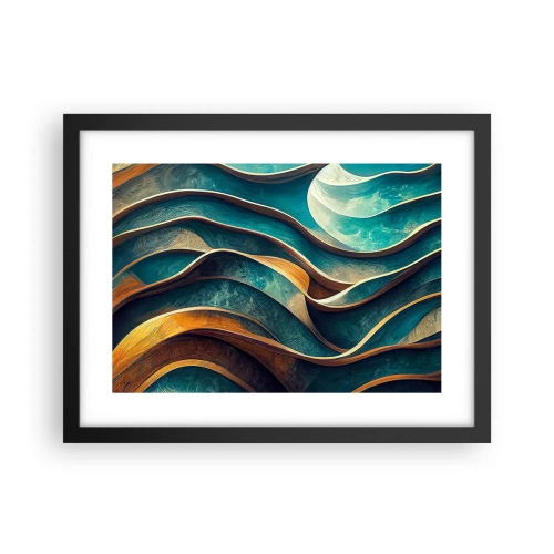 Poster in einem schwarzem Rahmen - Blaue Mäander - 40x30 cm