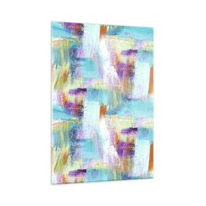 Glasbild - Bild auf glas - Farbenfrohe Abstraktion mit Pinselstrichen in Pastell- und leuchtenden Farben. - 50x70cm - Fröhlicher Labyrinth-Liner - Moderne Wanddekoration für Wohnzimmer und Schlafzimmer ARTTOR