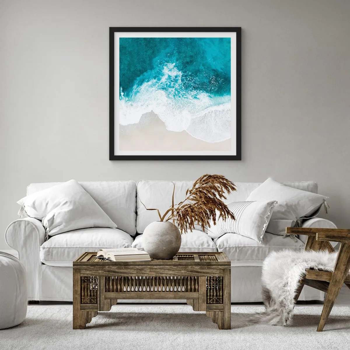 Poster in einem schwarzem Rahmen - Natürliche Liebkosung - 50x50 cm