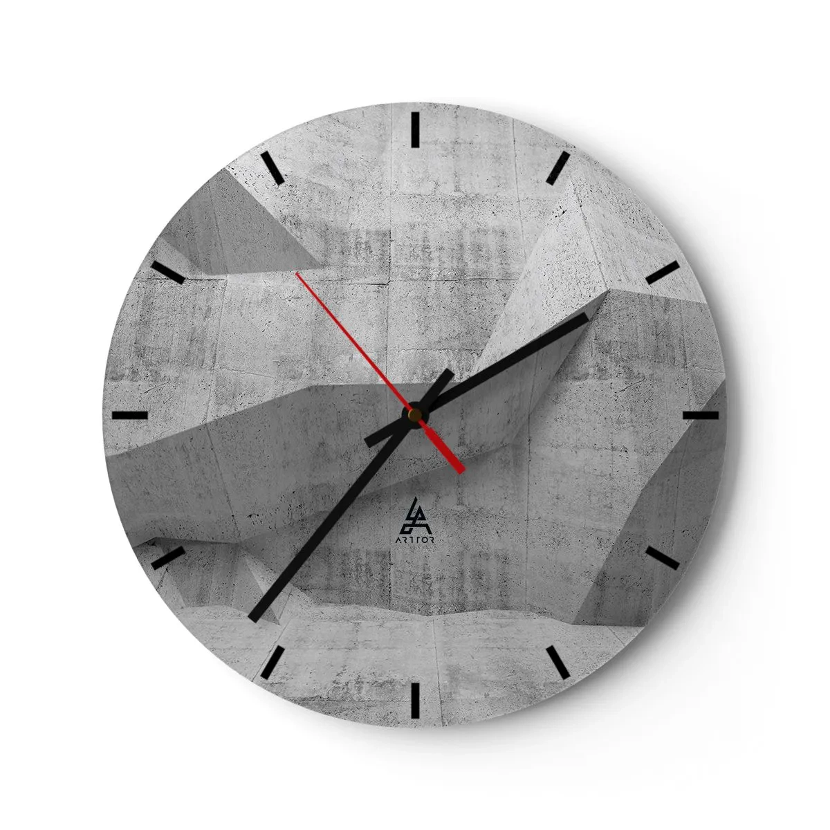 Wanduhr - Glasuhr - Geometrische Betonstruktur in Grautönen - 30x30cm - Eine echte Herausforderung - Moderne Wanddekoration für Wohnzimmer, Küche und Schlafzimmer ARTTOR